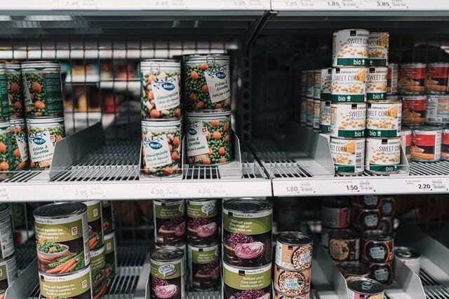 Canned food that can be kept in a storage unit for longer periods of time.